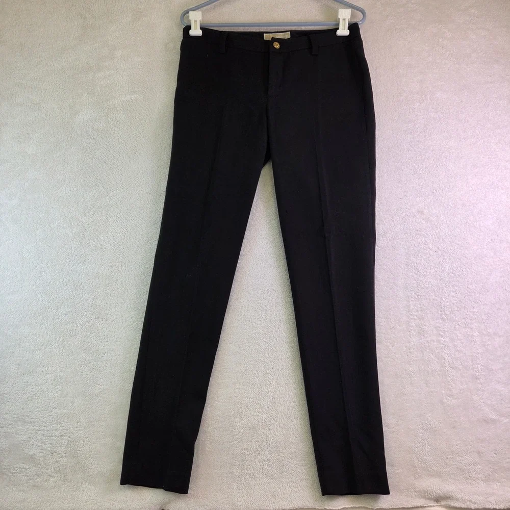 Michael Kors Womens Black Slim Leg Tailored Trousers Dress Pants Size 6 3060